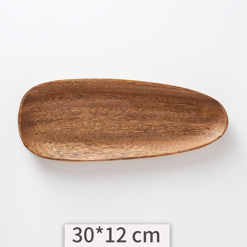 Wooden Irregular Serving Tray Set - Acacia Kitchen Dinner Plates for Home & Hotel