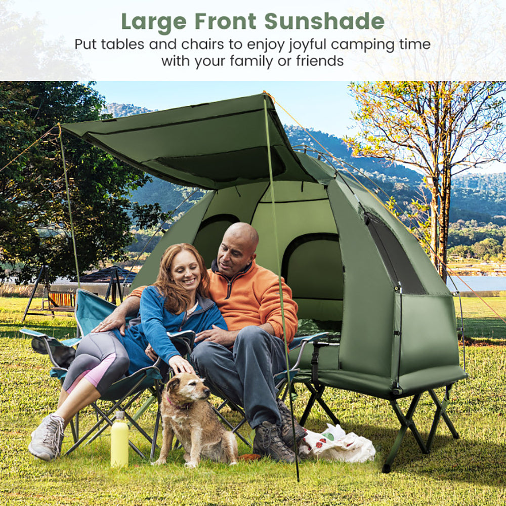 Multifunctional Foldable Camping Tent Cot with Air Mattress & Sleeping Bags