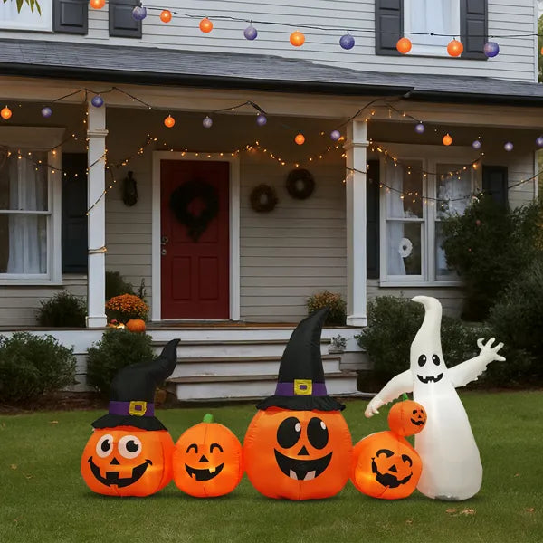 8FT Halloween Inflatable Pumpkin Ghost Decoration with LED Lights