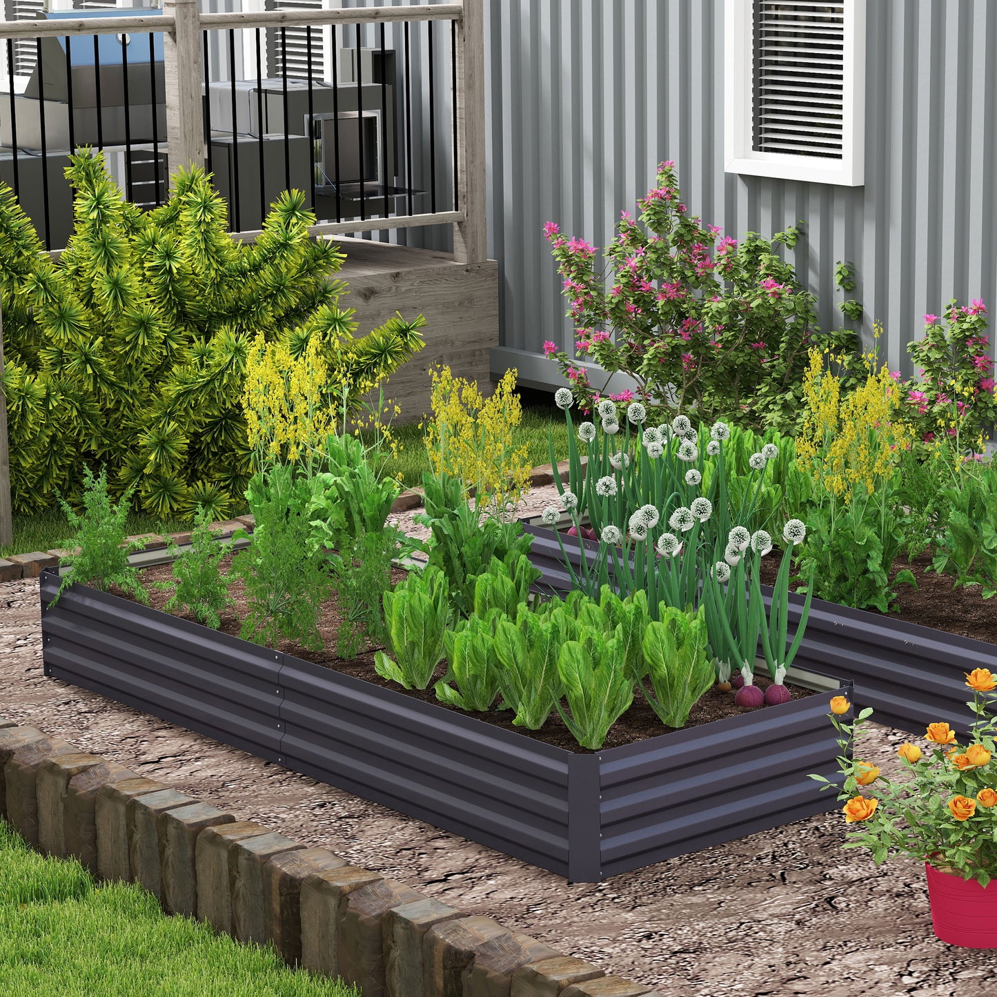 Galvanized Raised Garden Bed 95x36x12 Inches for Flowers Herbs & Vegetables