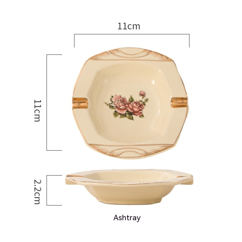 European-Style Ceramic Rice & Soup Bowls Set of 2 - Flower Pattern, Retro Kitchen Tableware