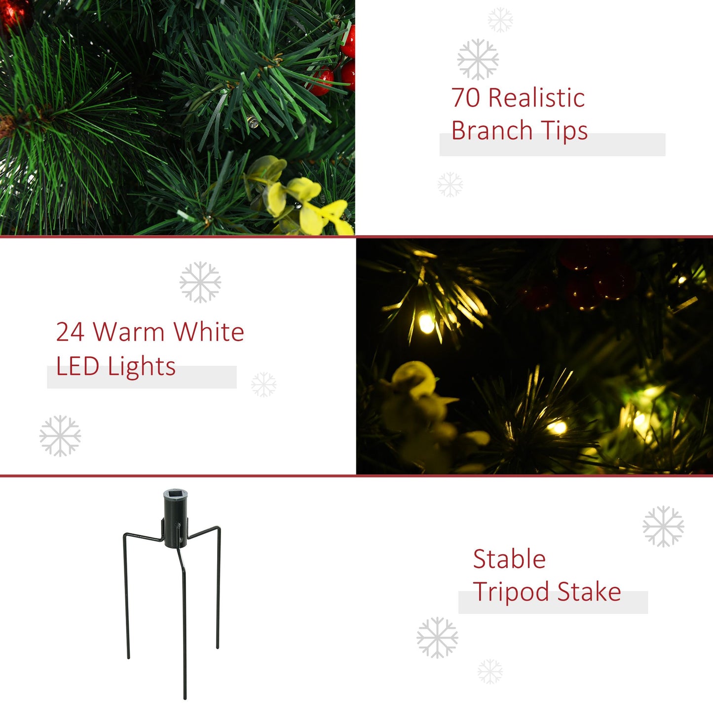 2.5ft Prelit Artificial Christmas Trees - Set of 2 with LED Lights