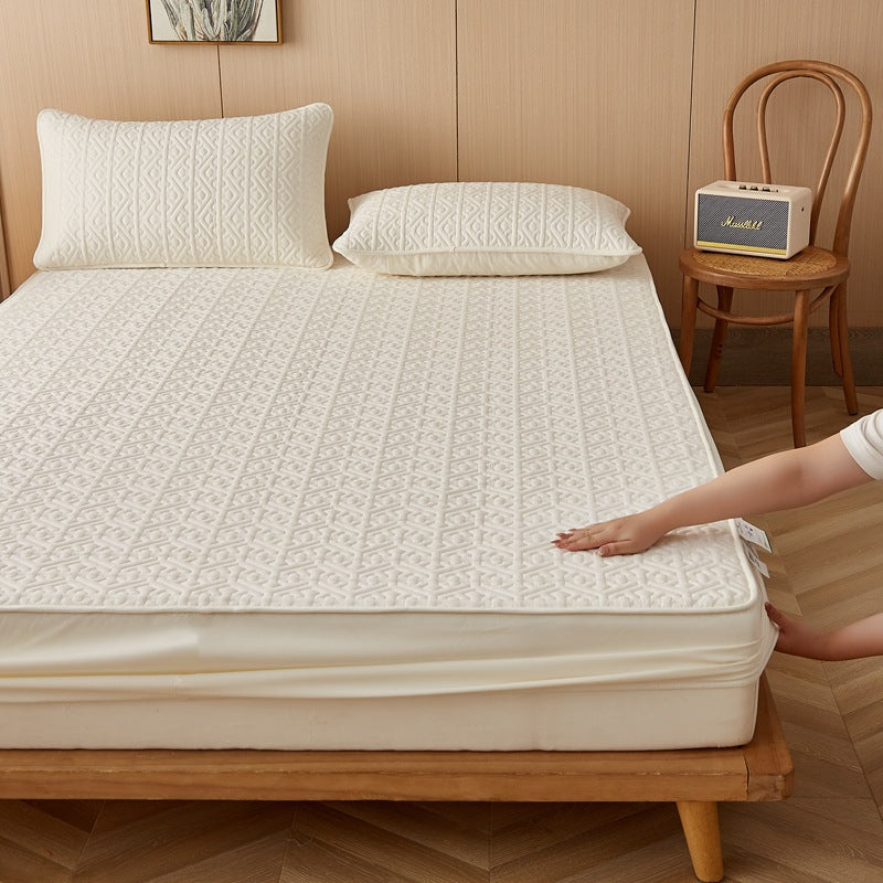 Quilted Fitted Bed Sheet with Antibacterial Fiber - Thick & Durable, 100x200cm