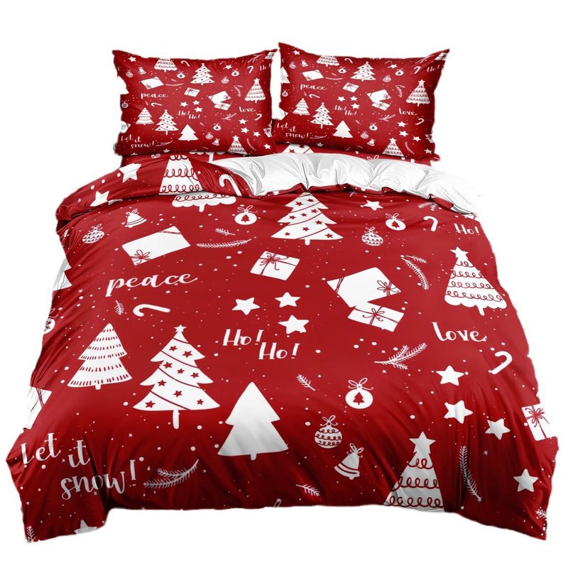 Christmas Series Bedding Set Multiple Sizes & Patterns - Three-Piece Polyester Cotton