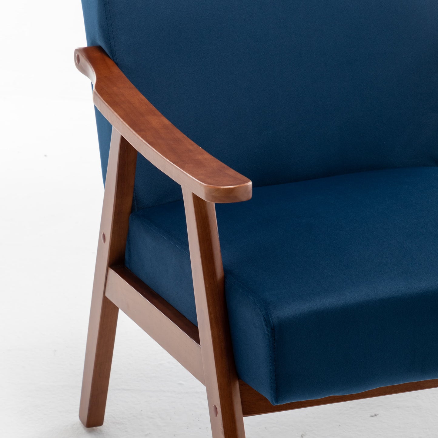 Mid-Century Modern Accent Chair - Blue Velvet Lounge Chair