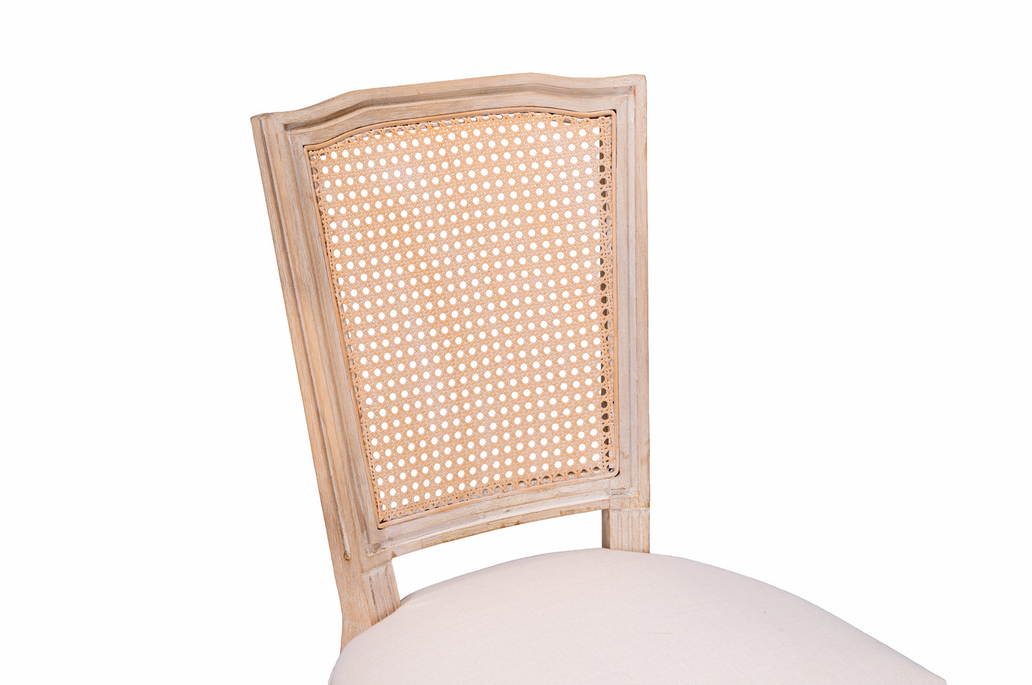 French Country Dining Chairs Set of 2 - Upholstered Rattan Back
