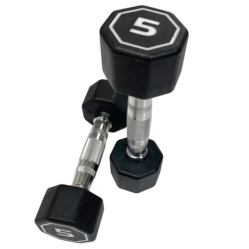 Octagonal Dumbbells Set of 2 - 5 Lbs with Chrome Handle