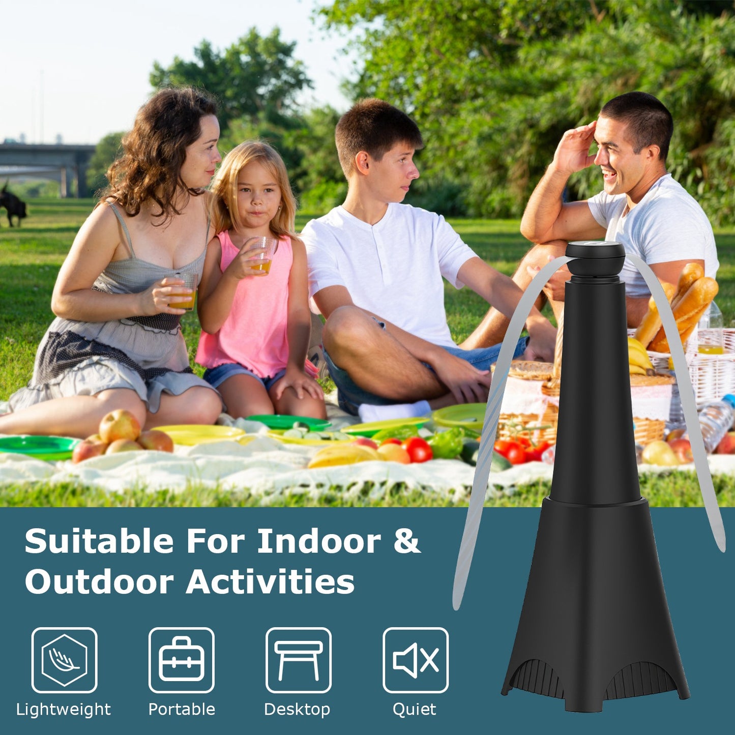 Portable Fly Repellent Fan - Rechargeable 2-Pack for Indoor/Outdoor Use