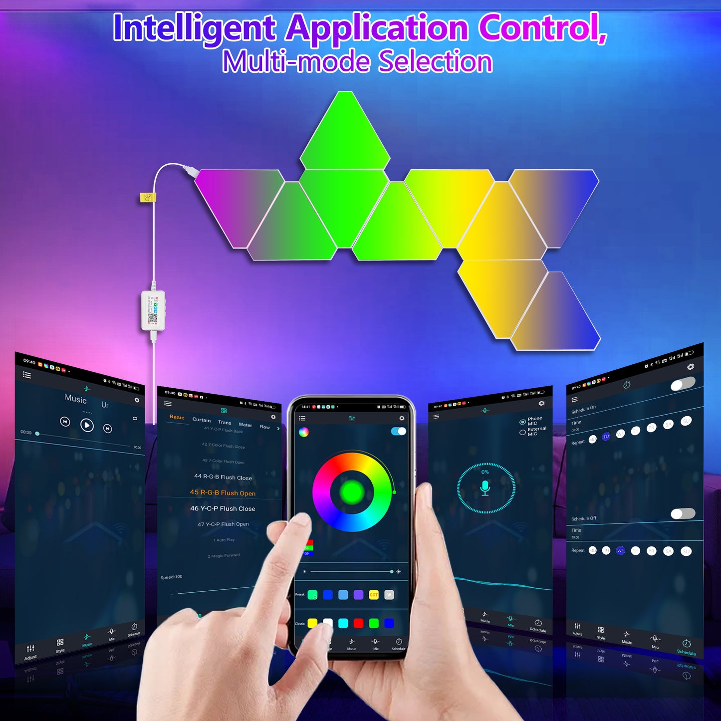 RGB Modular LED Wall Panel Lights - Music Sync, App Control for Bedroom & Game Room Decor