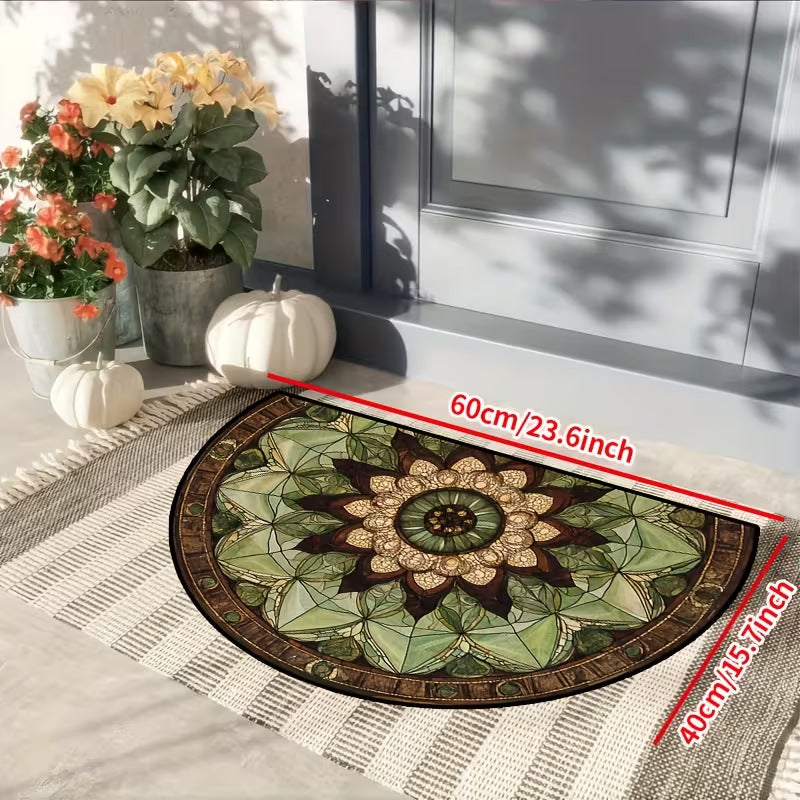 Crystal Velvet Semi-Circular Anti-Fouling Floor Mat - Multiple Sizes & Styles