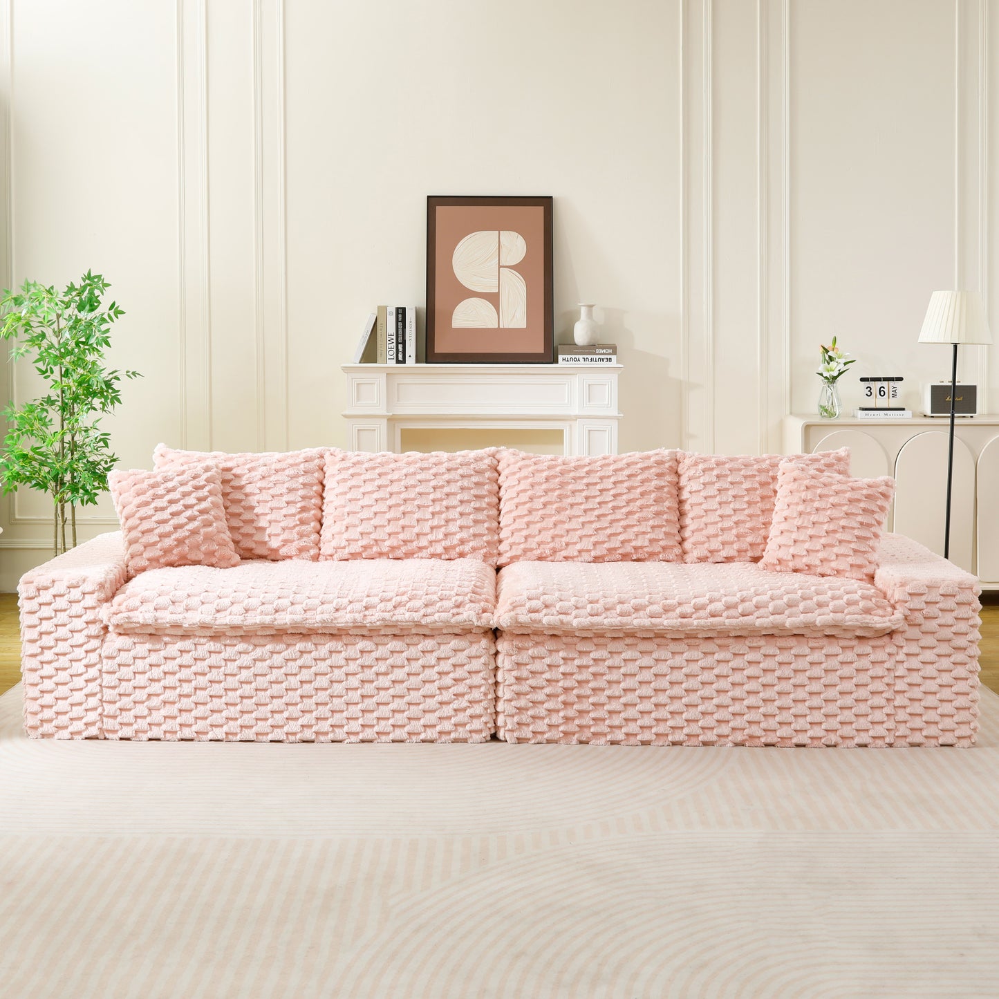 Luxury Pink Velvet Multifunctional Sofa - Arrangeable Design