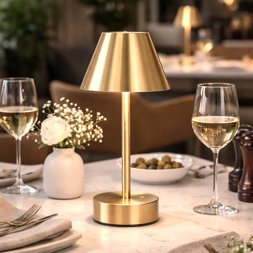 Elegance Rechargeable LED Table Lamp Plated Brass Touch Switch
