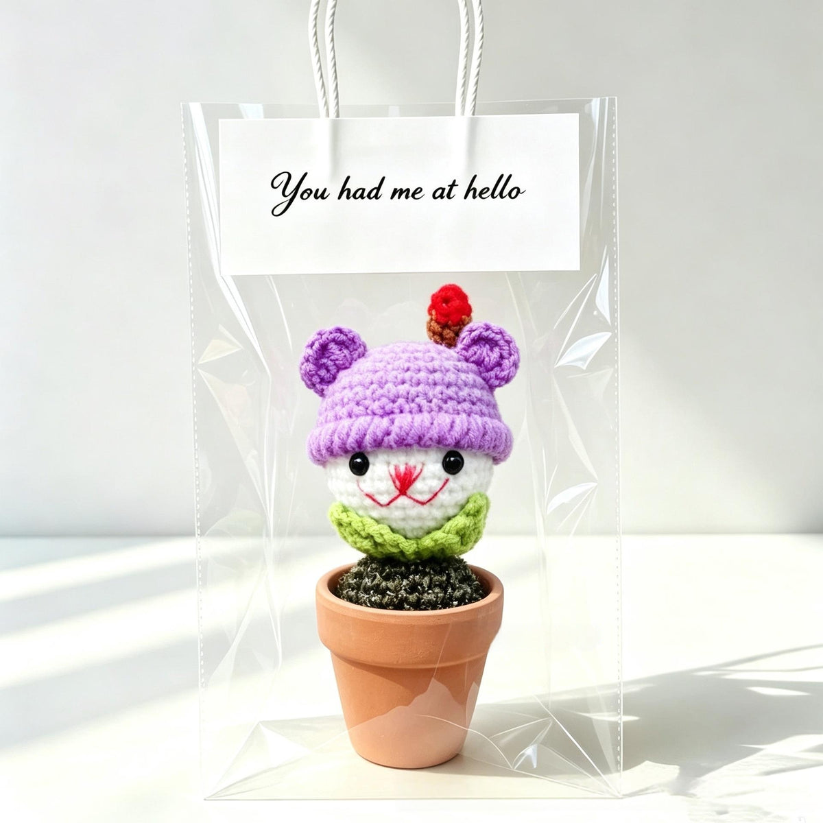 Handmade Yarn Flower Pot Ornaments - Various Styles for Home & Garden Decor