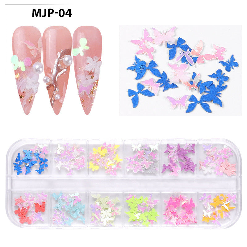 Nail Art Ornament Set - Wood Pulp Butterfly & Flower Design