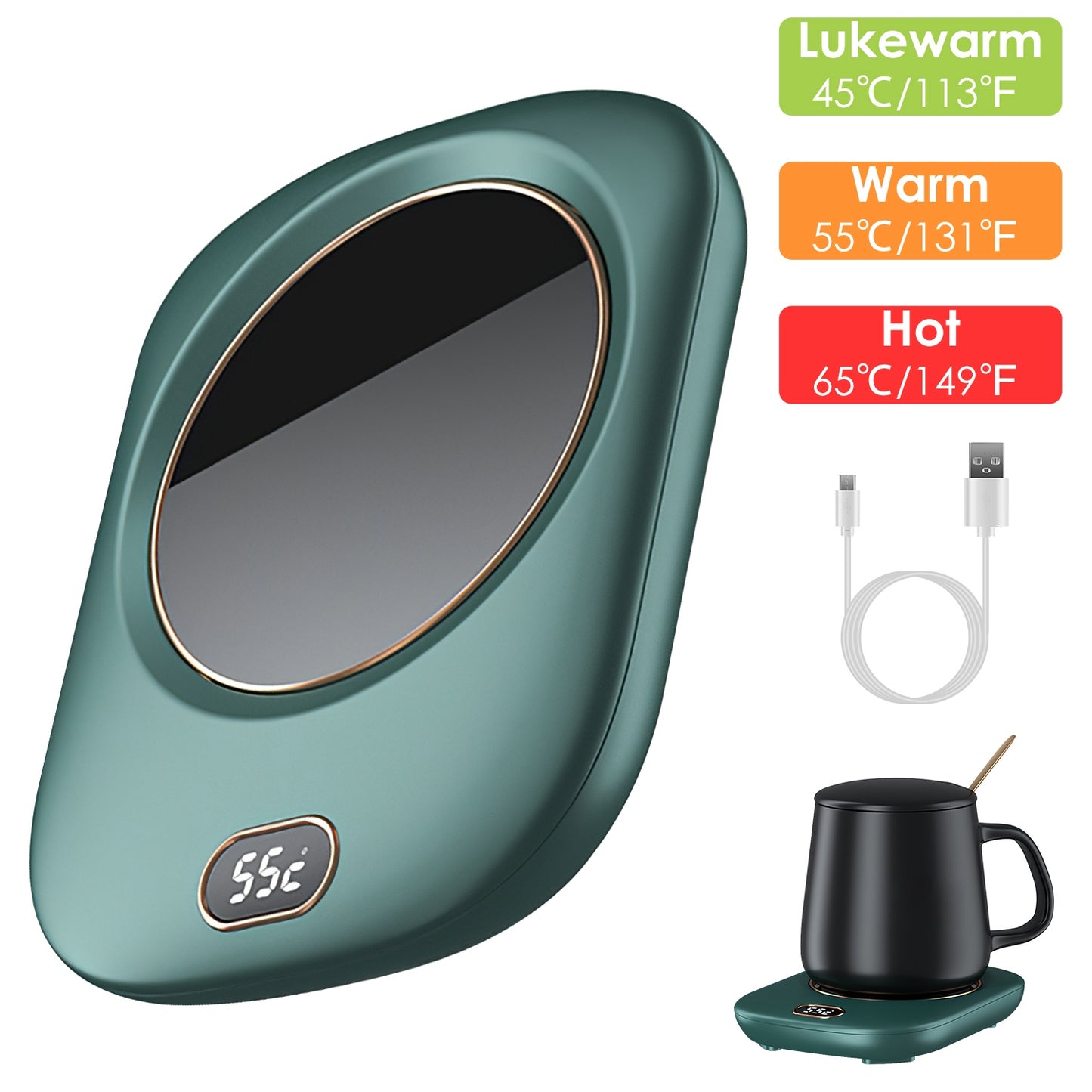 Electric Coffee Mug Warmer with 3 Temperature Settings - USB