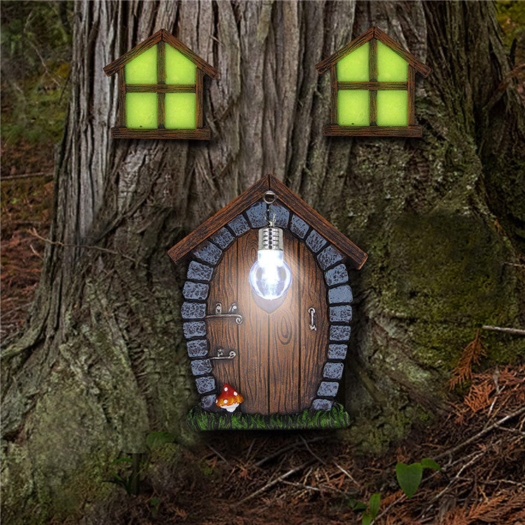 Fairy Gnome Garden Decor Doors and Windows Set - Pastoral Resin Ornaments