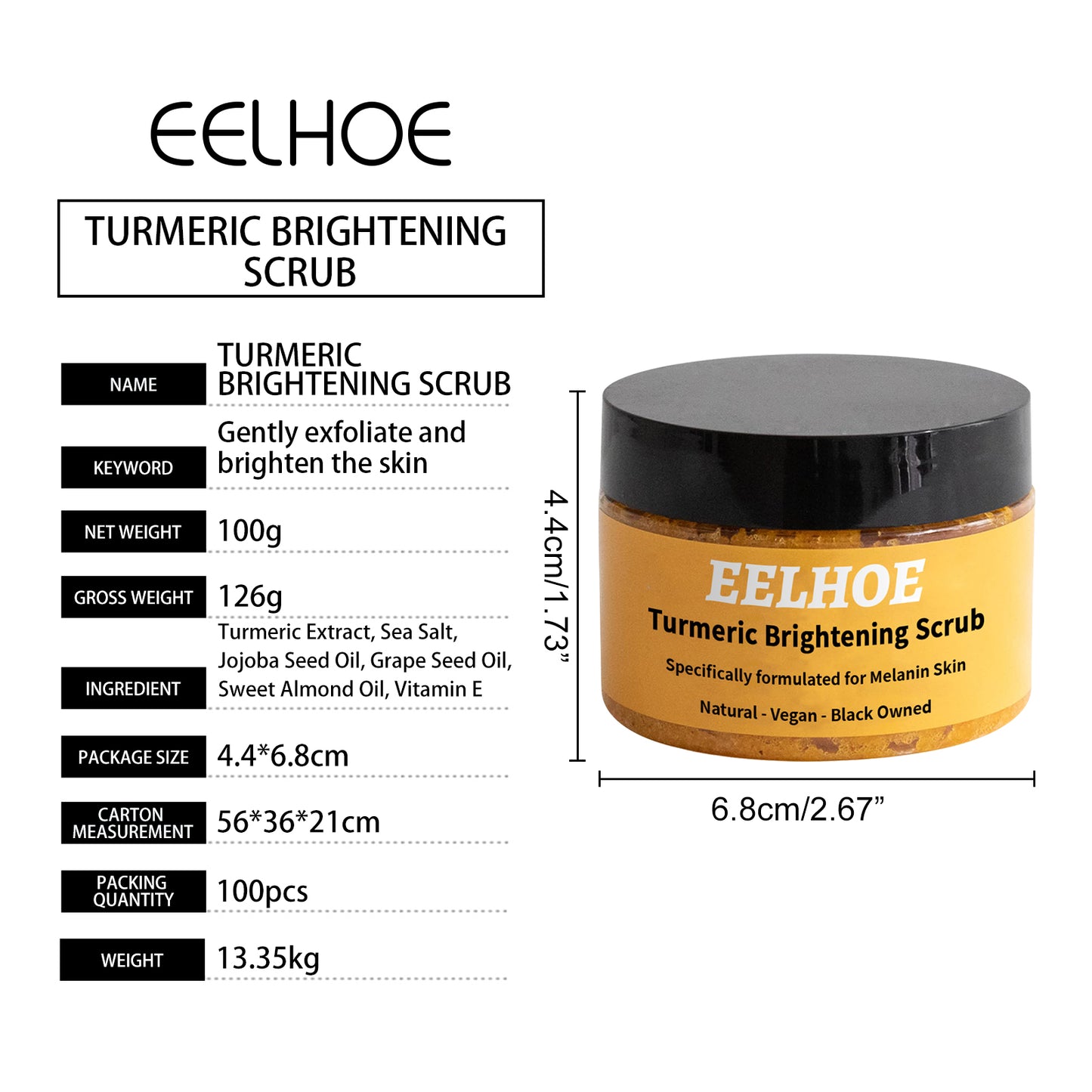 Turmeric Body Scrub 100g - Exfoliating Moisturizing Skin Care