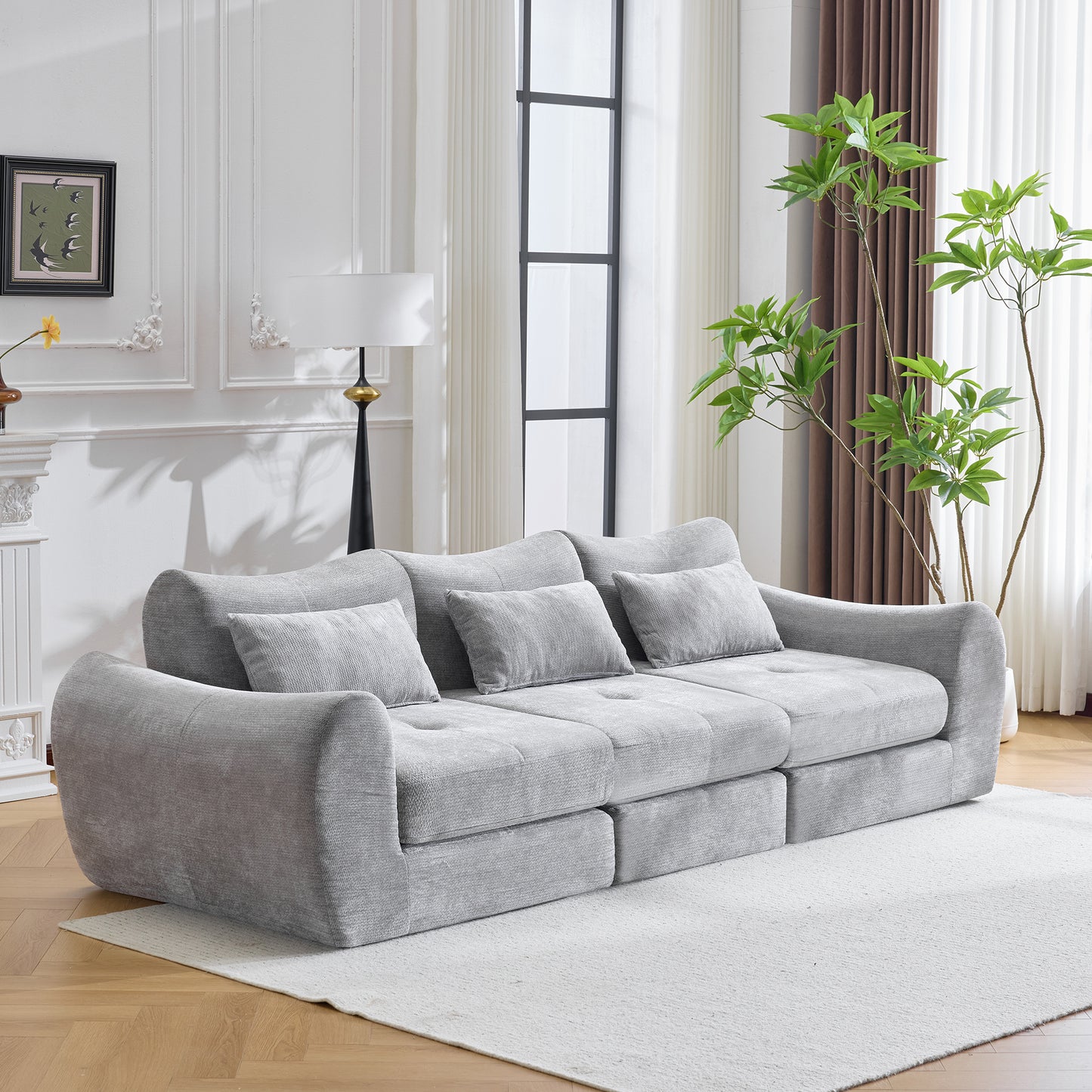 Modular Cloud Sofa Bed - Convertible Sectional Sofa in Grey