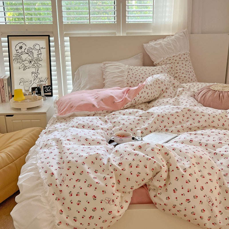 Pastoral Floral Bedding Set with Sheets and Pillowcases - Cotton Comfort