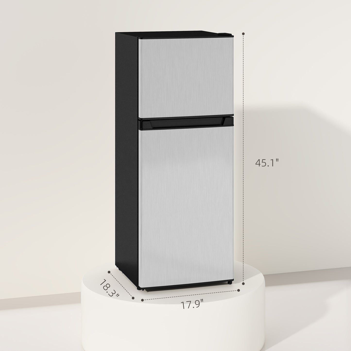 Small Refrigerator with Freezer 4 Cu Ft - Reversible Doors, Silver