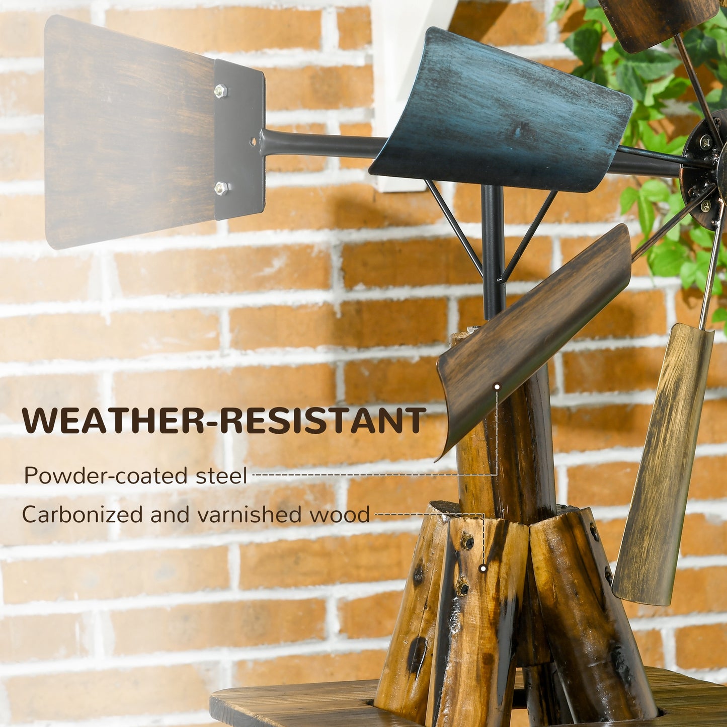 Weather Vane with Shelf - Carbonized Wood & Steel Windmill Head