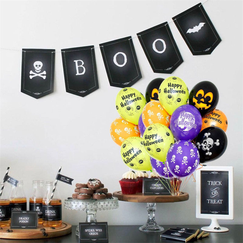 Halloween Balloon Set - 35 Latex Decorative Balloons with Ribbons