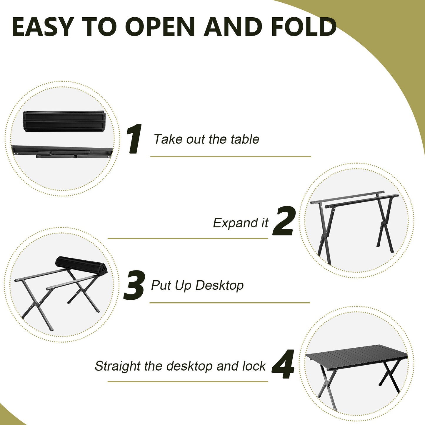 116cm Folding Camping Table - Lightweight Carbon Steel Picnic Table