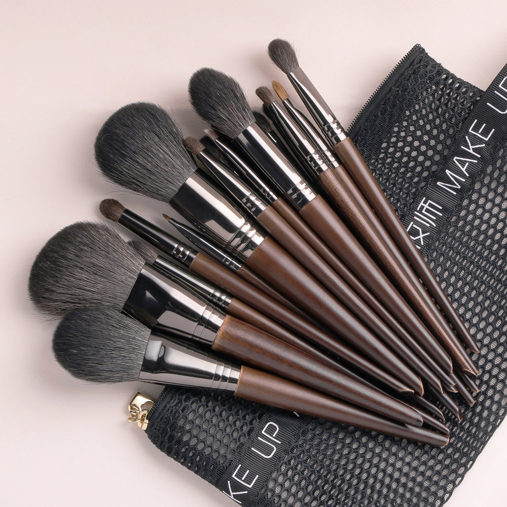 Natural Makeup Brush Set with Goat Hair - 22/24 Pieces for Face & Eyes