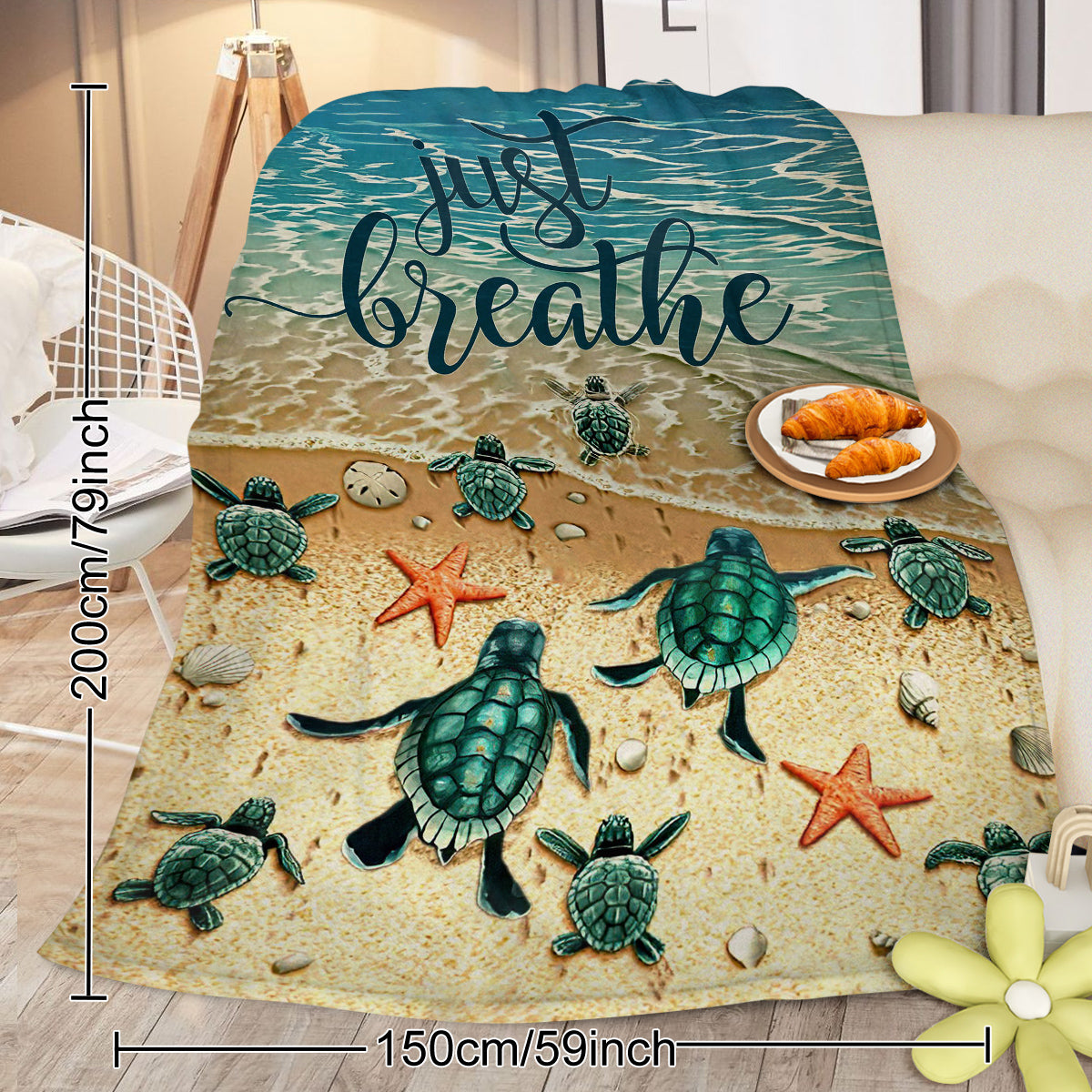 Tropical Sea Turtle Flannel Fleece Throw Blanket - Multiple Sizes