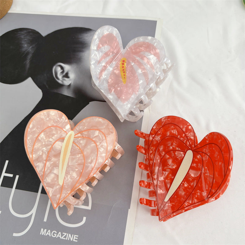 Womens Handmade Acetate Hair Clip with Floral Design