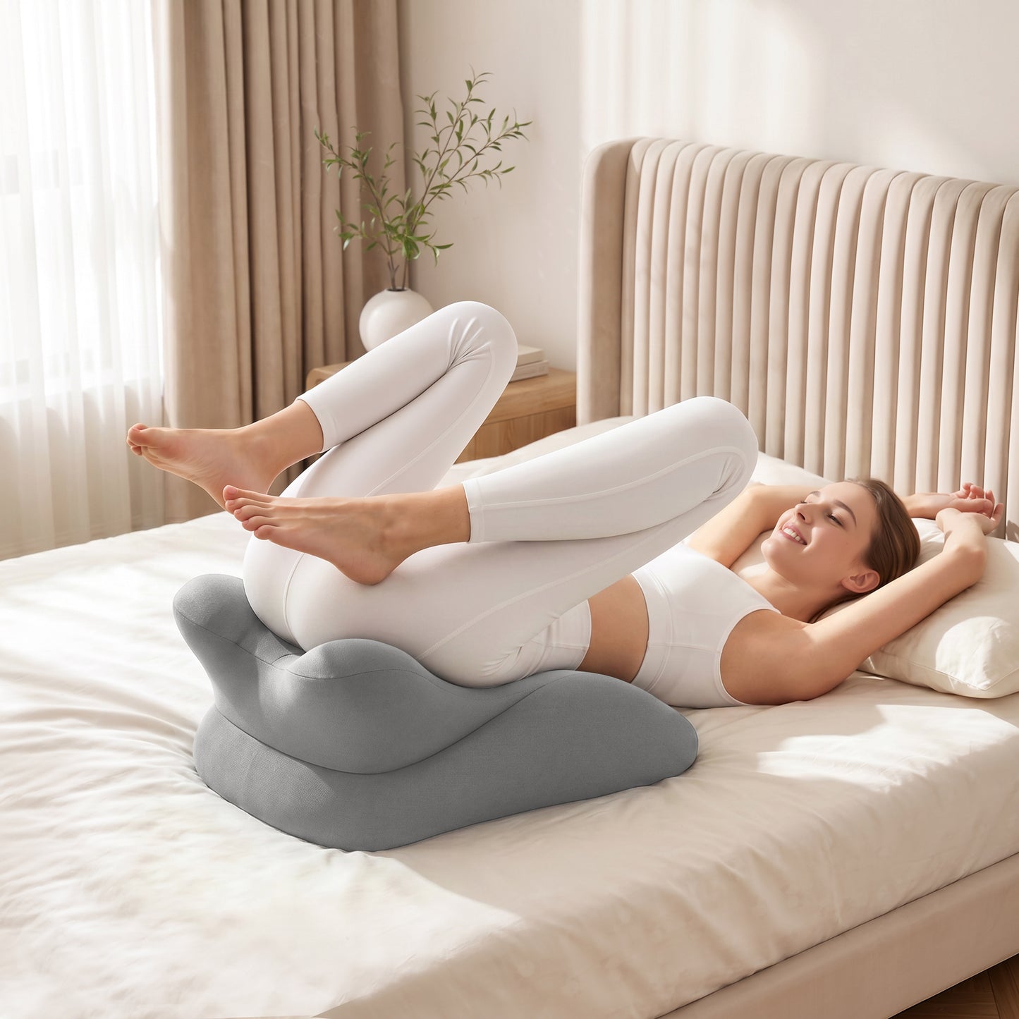 Ergonomic Memory Foam Support Pillow for Couples - Grey