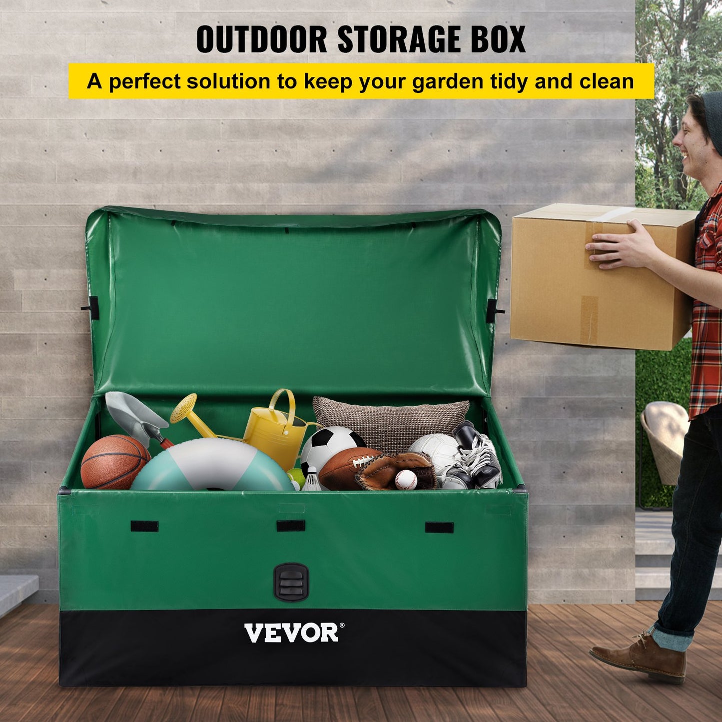 100 Gallon Waterproof Outdoor Storage Box with Galvanized Frame - Patio Deck Storage