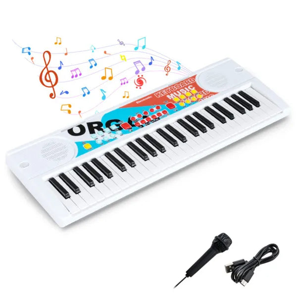 49-Key Kids Electronic Keyboard with Microphone - Educational Music Toy