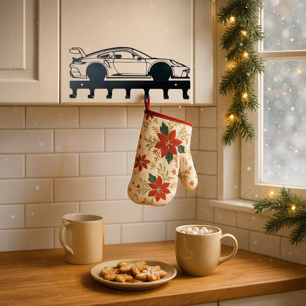 Racing Car Keychain & Wall Mount Hook - Stylish Key Holder