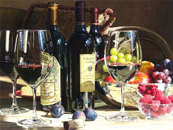 Red Wine Diamond Painting Kit Full Landscape Art - Multiple Sizes & Styles