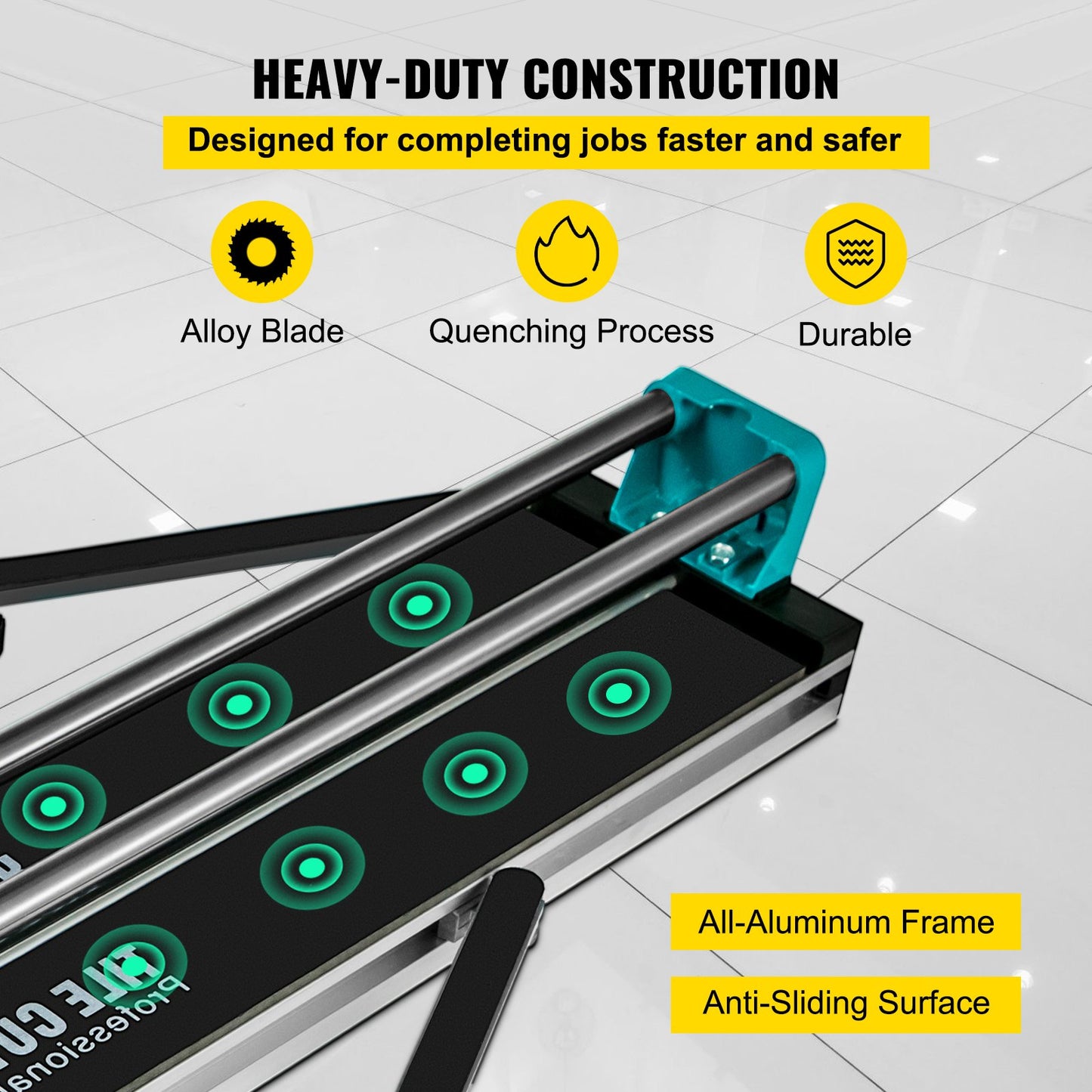 24 Inch Manual Tile Cutter with Double Rails, Accurate Porcelain & Ceramic Cutting
