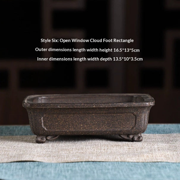 Indoor Plant Flower Pot Set with Multiple Styles and Drainage Holes - Small Yixing Clay Planters