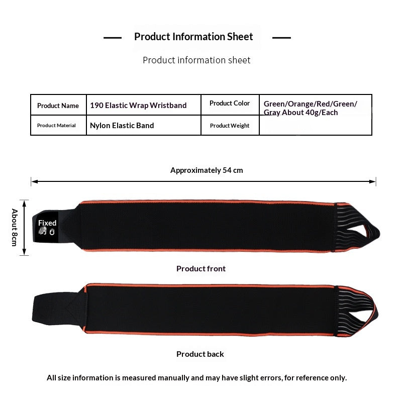 Elastic Nylon-Wrapped Fitness Wrist Strap - Support & Compression for Workout