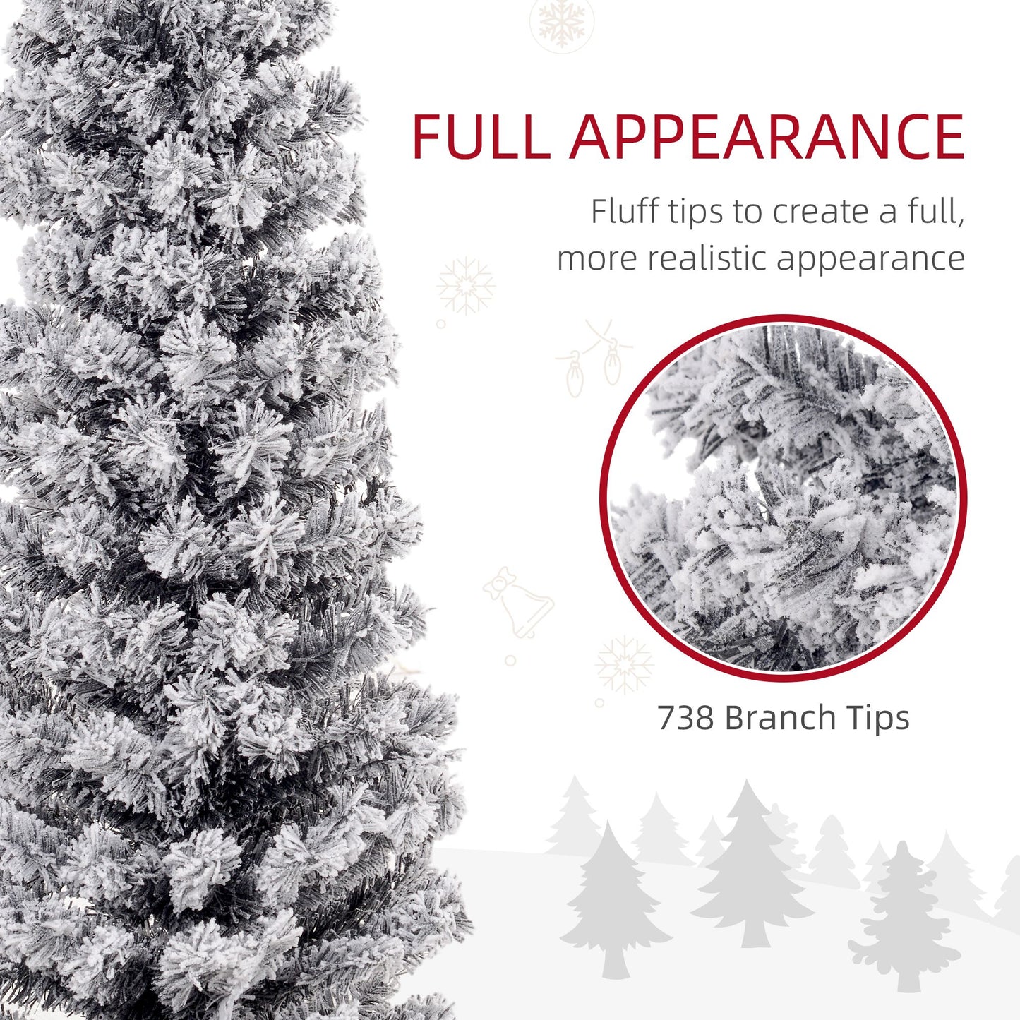 7.5ft Flocked Christmas Tree - Black Pencil Christmas Tree