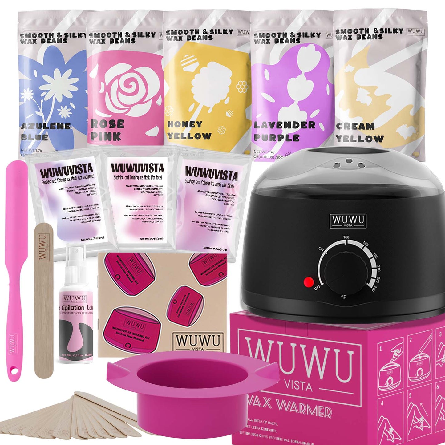 23-Piece At-Home Waxing Kit with Wax Warmer and Natural Hair Removal Beads