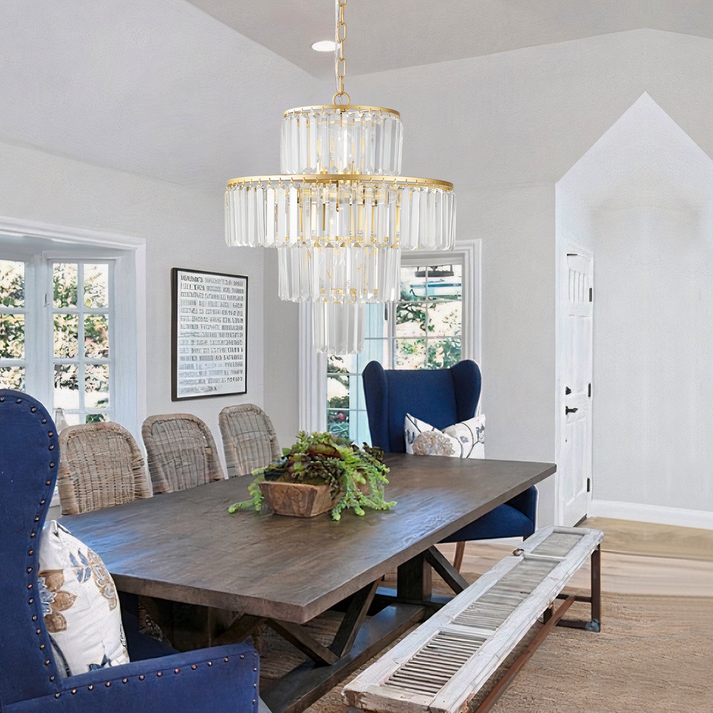 Elegant 20-Inch Crystal Chandelier - Gold 4-Tier Pendant Light