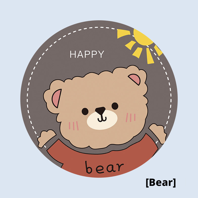 Round Rubber Coaster 12cm for Drink Protection - Bear Design, Nude