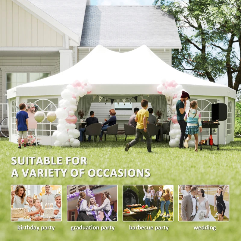 Extra-Large White Canopy Party Tent with Pull-Back Doors