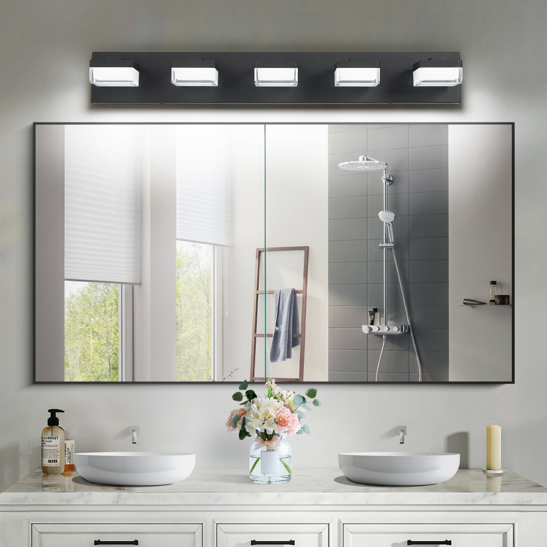 Modern Black Bathroom Vanity Light Fixture - 5 LED Lights