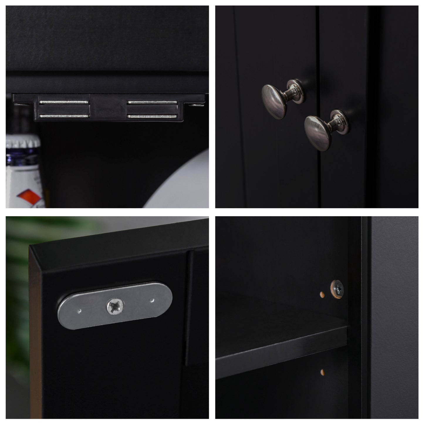 Elegant Kitchen Pantry Storage Cabinet with Hutch - Black