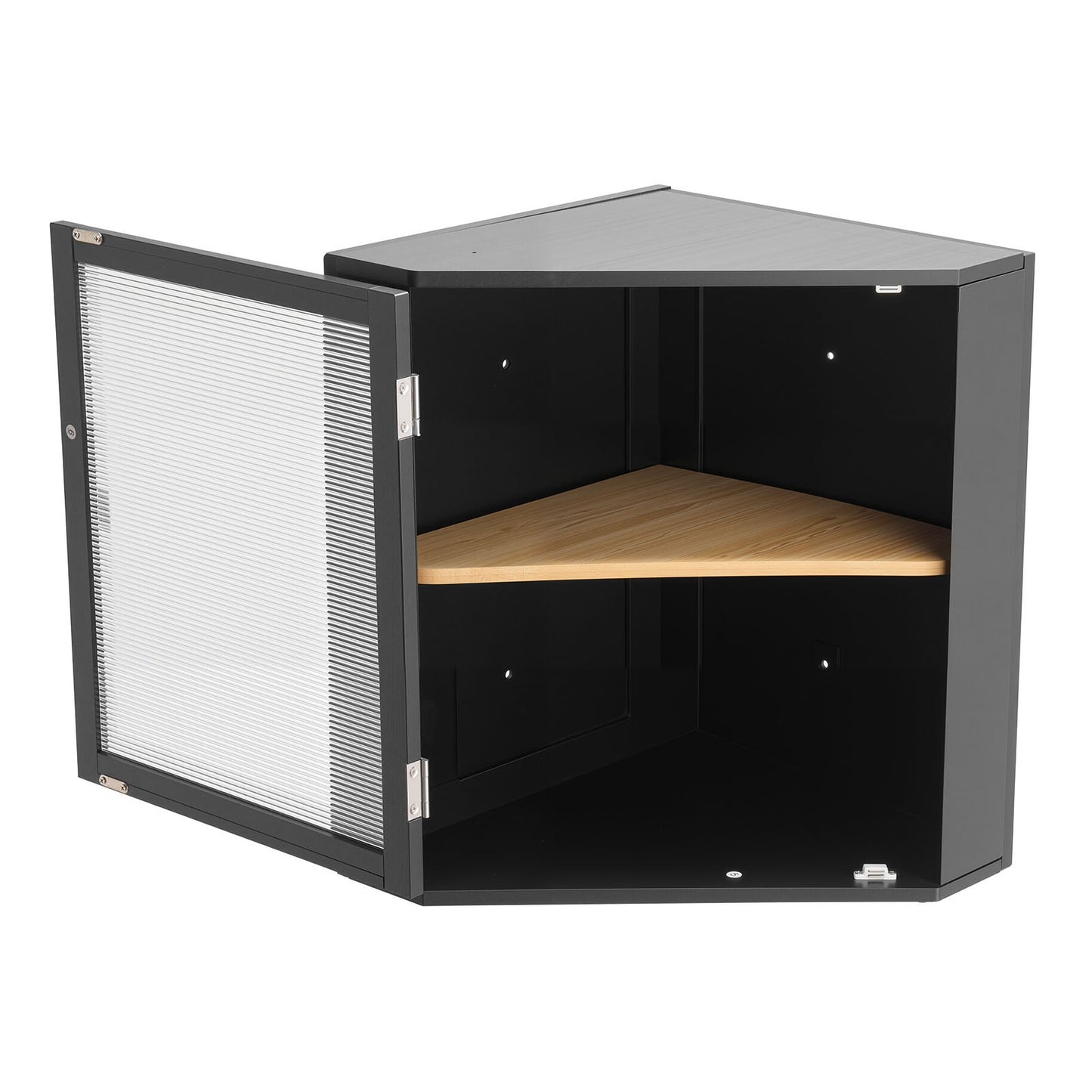 Double Layer Bamboo Corner Bread Box for Kitchen - Black
