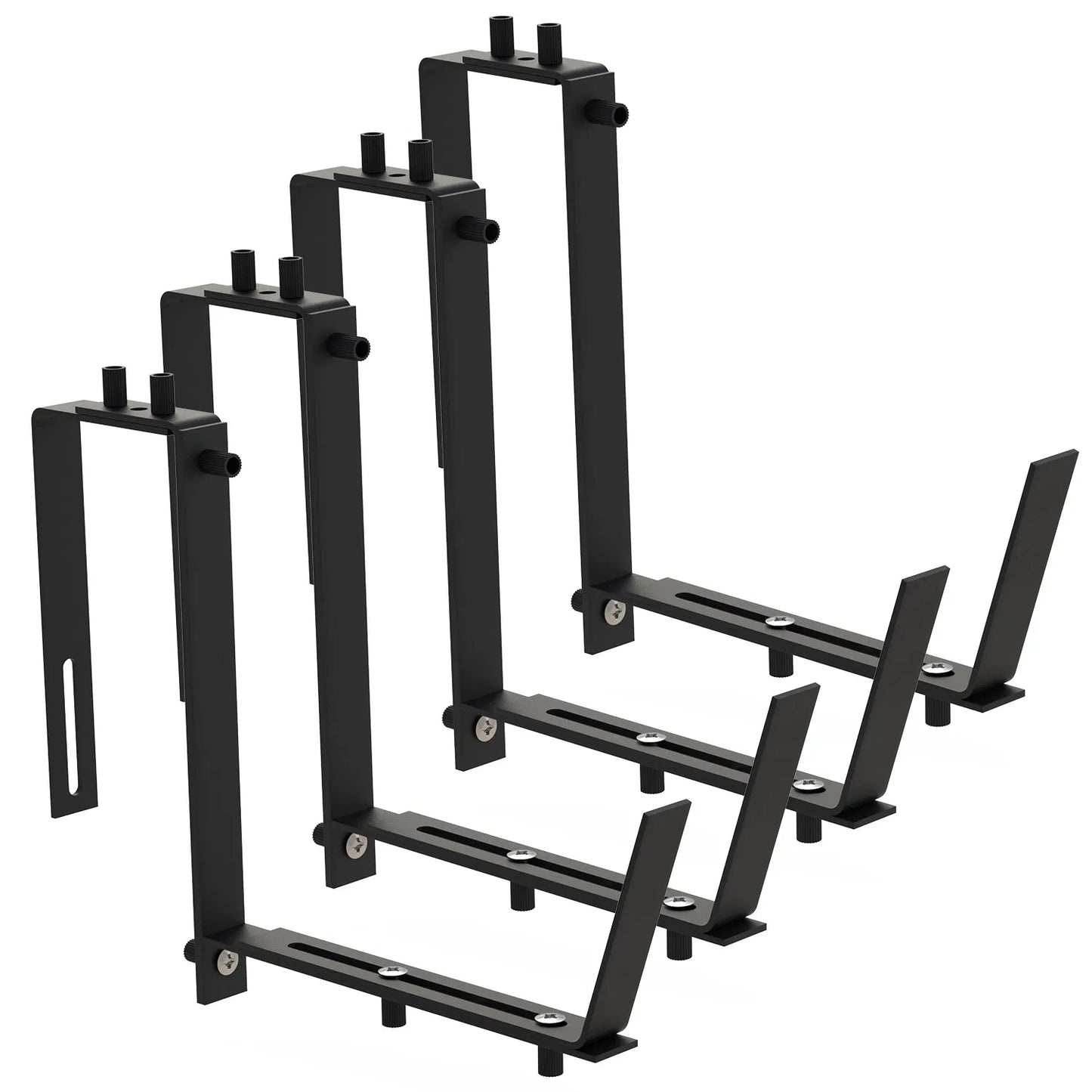 Adjustable Window Planter Bracket - No-Drill Wall-Mounted Flower Holder, Rustproof Iron, Black