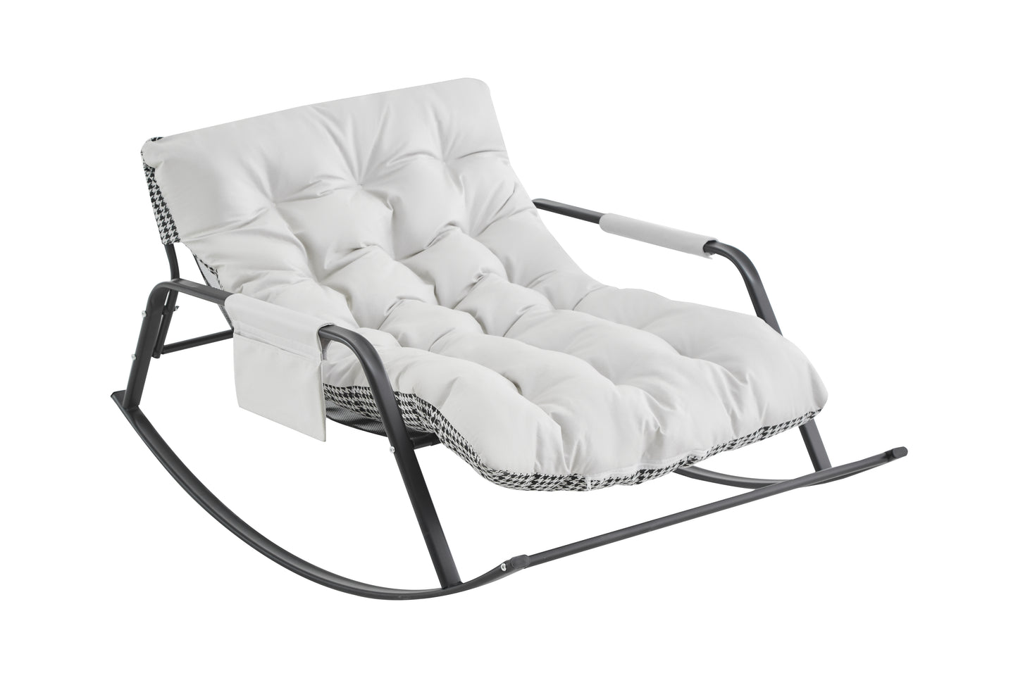 Extra-Wide White Rocking Chair - Upholstered Gliding Recliner