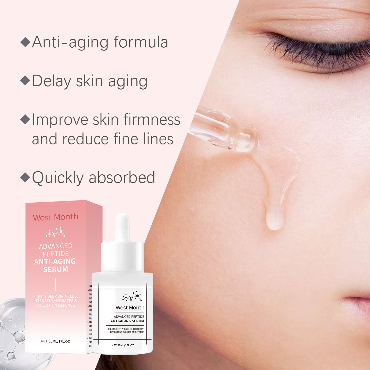 Hydrating Facial Essence Serum with Vitamin E & Peptides - 30ml