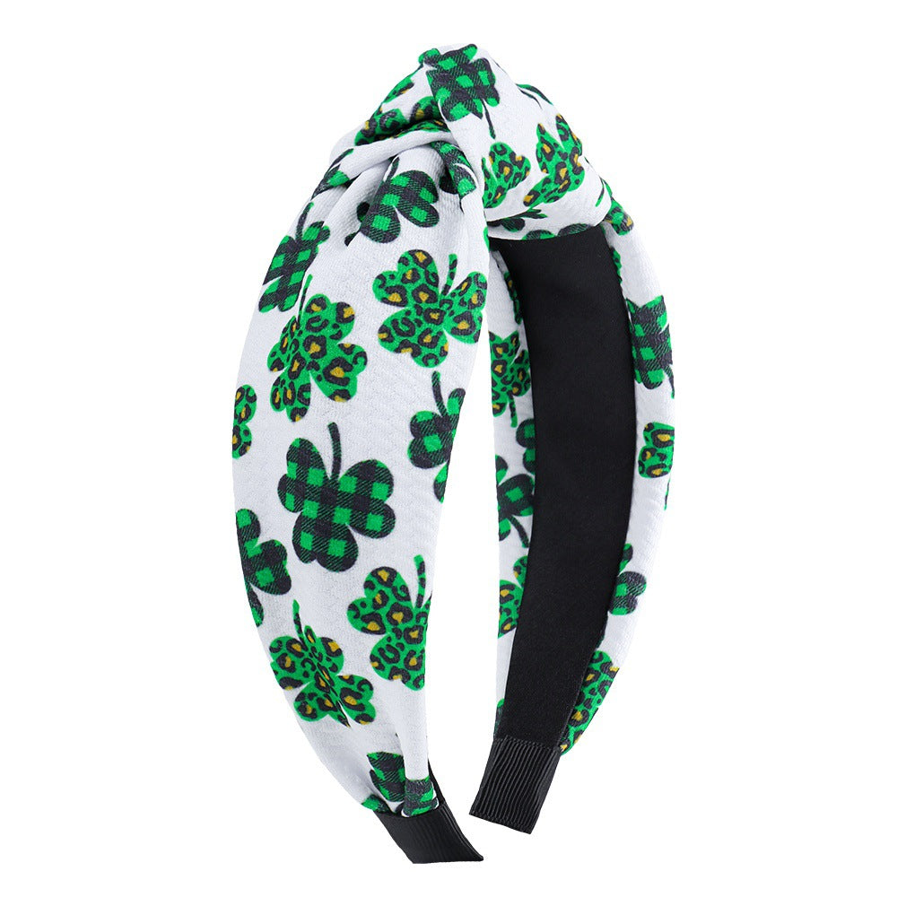 Seersucker Clover Knotted Hair Hoop
